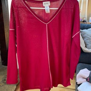 Maroon long sleeve waffle knit shirt